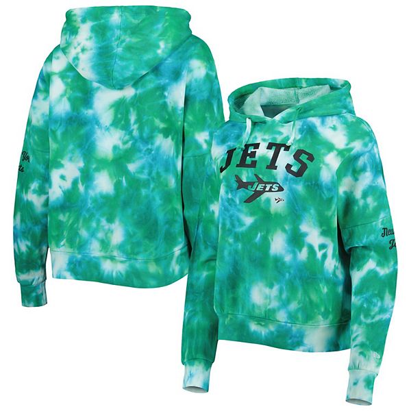 New Era Women's New York Jets Green Raw Edge Cropped Hoodie