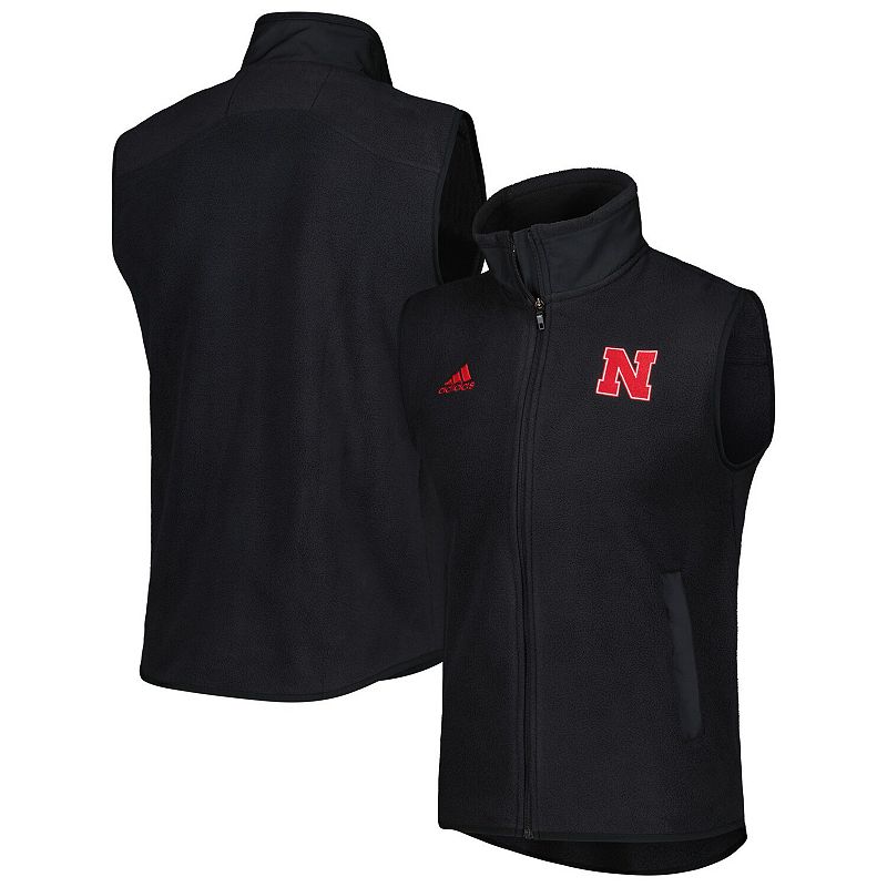 Mens adidas Black Nebraska Huskers Full-Zip Vest, Size: Small