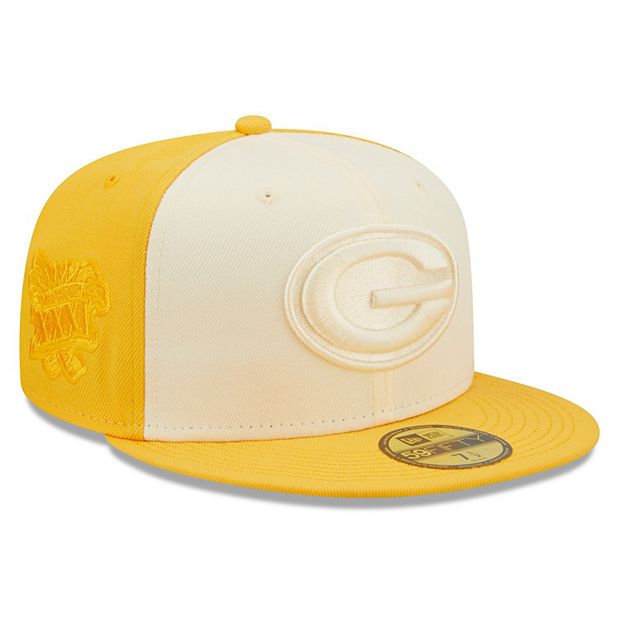 Men's New Era Cream/Gold Green Bay Packers Tonal Super Bowl XXXI Side Patch  59FIFTY Fitted Hat