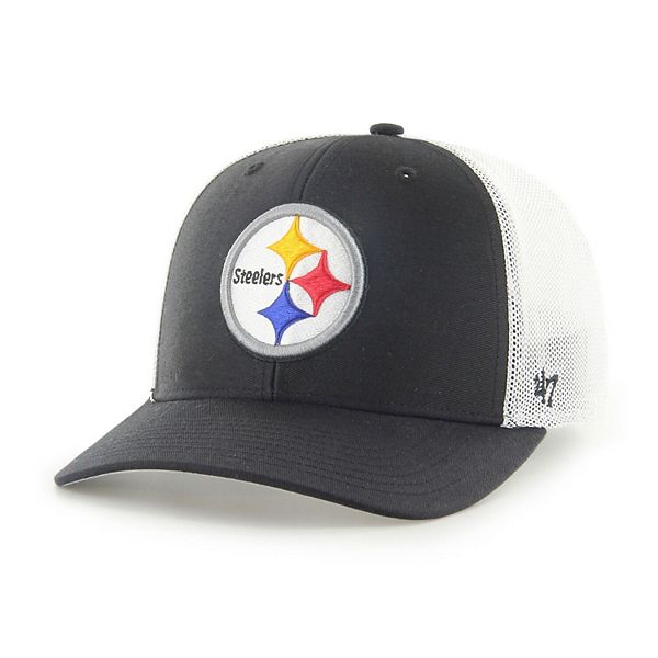 '47 Black/White Pittsburgh Steelers Trophy Trucker Flex Hat