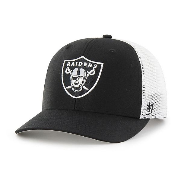 Men's '47 Black/White Las Vegas Raiders Trophy Trucker Flex Hat