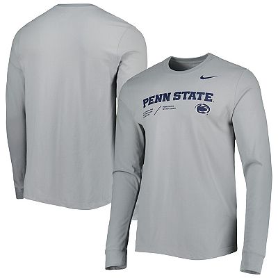 Men s Nike Gray Penn State Nittany Lions Team Practice Performance Long Sleeve T Shirt