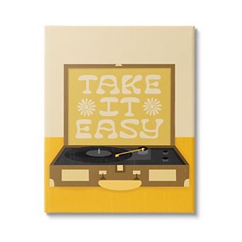 Stupell Home Decor Take it Easy Vintage Boho Record Player Canvas Print Wall Art