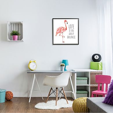 Stupell Home Decor Life is About Balance Pink Flamingo Wall Art