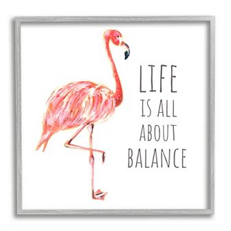 Stupell Home Decor Life is About Balance Pink Flamingo Wall Art