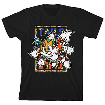 Boys 8-20 Sonic The Hedgehog Tails Never Fails Graphic Tee