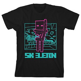 Boys 8-20 Minecraft Neon Pink Skeleton Graphic Tee