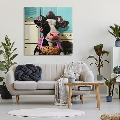 Stupell Home Decor Kitchen Baking Cow Apron Hair Rolls Wall Art