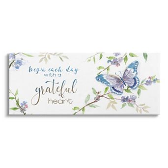 Stupell Home Decor Begin Day with Grateful Heart Canvas Wall Art