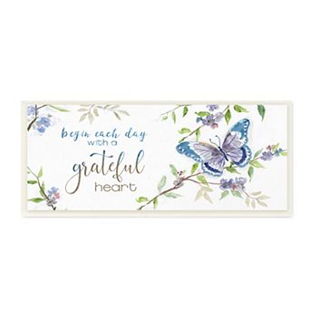 Stupell Home Decor Begin Day with Grateful Heart Plaque Wall Art