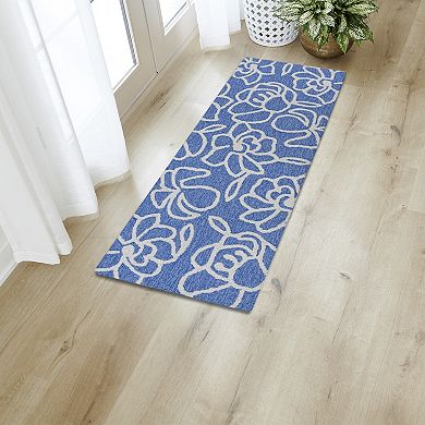 Sonoma Goods For Life® Blue Hello Floral Hooked Rug