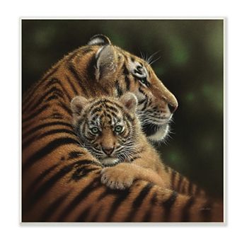 Stupell Home Decor Sweet Mom Holding Baby Cub Wood Print Wall Art