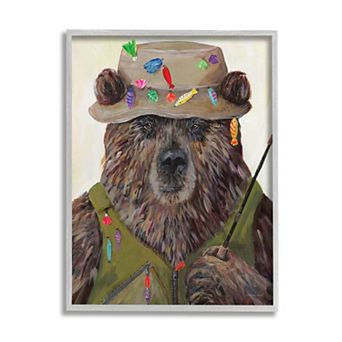 Stupell Home Decor Fisherman Outfit Brown Grizzly Bear Wall Art