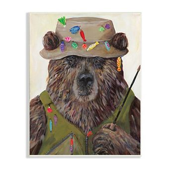 Stupell Home Decor Fisherman Outfit Brown Grizzly Bear Wall Art