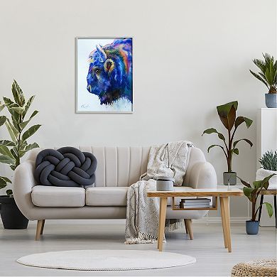 Stupell Home Decor Unique Vibrant Blue Bison Bold Design Wall Art