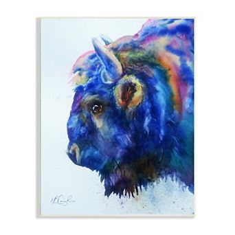 Stupell Home Decor Unique Vibrant Blue Bison Wall Art