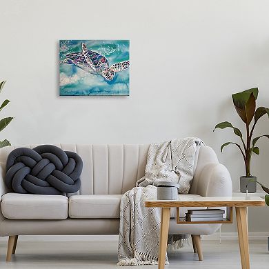 Stupell Home Decor Sea Turtle Swimming Ocean Water Reptile Wall Art