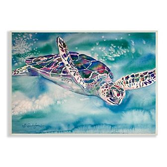 Stupell Home Decor Sea Turtle Swimming Plaque Wall Art