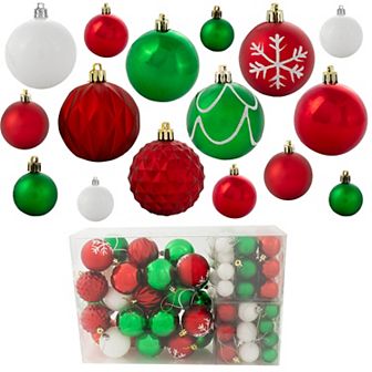 Sunnydaze Winter Wonderland 100 pc Red Assorted Ornament Set