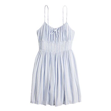 Juniors' SO® Tie-Front Smocked Waist Dress