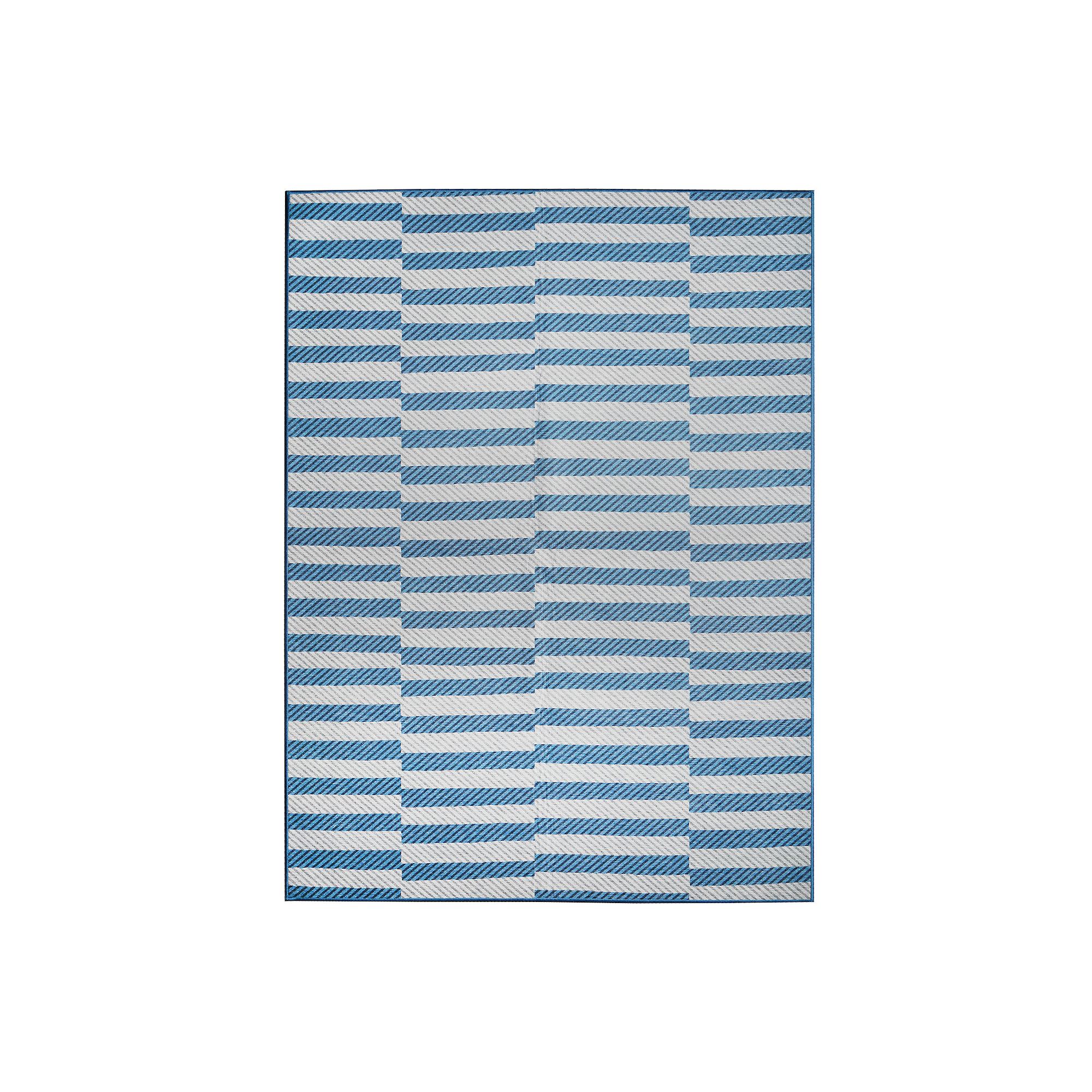 My Magic Carpet Tratti Machine Washable Rug, Blue