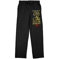 Kirby Character Print Men's Black Sleep Pajama Pants-Medium