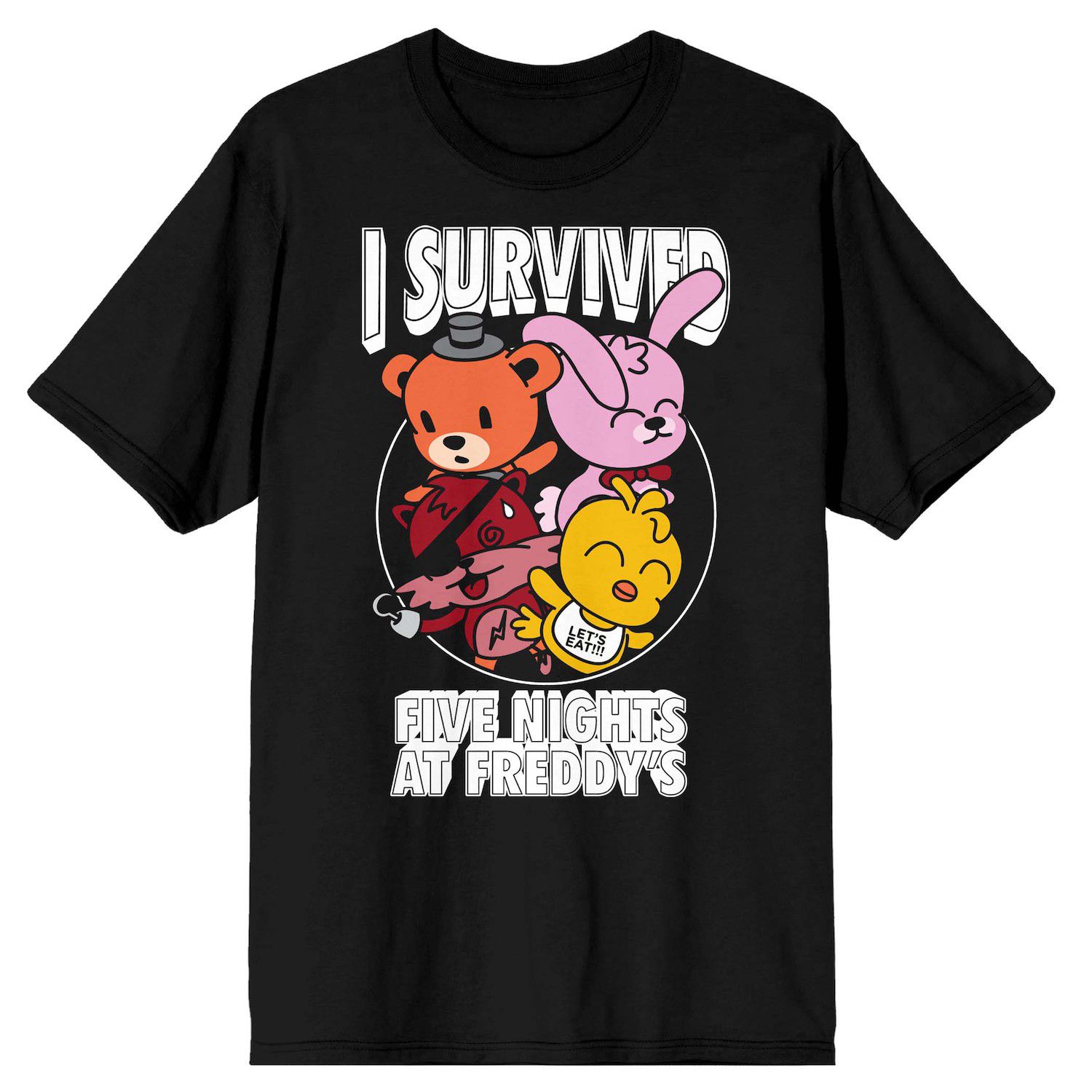 T-shirt Five Nights At Freddy's - Noir, Tailles XS à XL, 100% Coton, Neuf Avec étiquettes