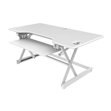 Rocelco 46 Inch Adjustable Standing Desk + Adjustable Triple Monitor Desk Mount