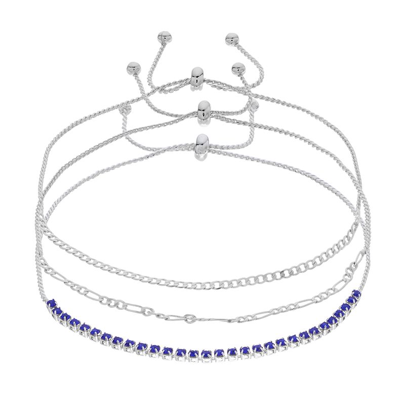 Brilliance Crystal Bracelet Trio Set, Womens, Blue