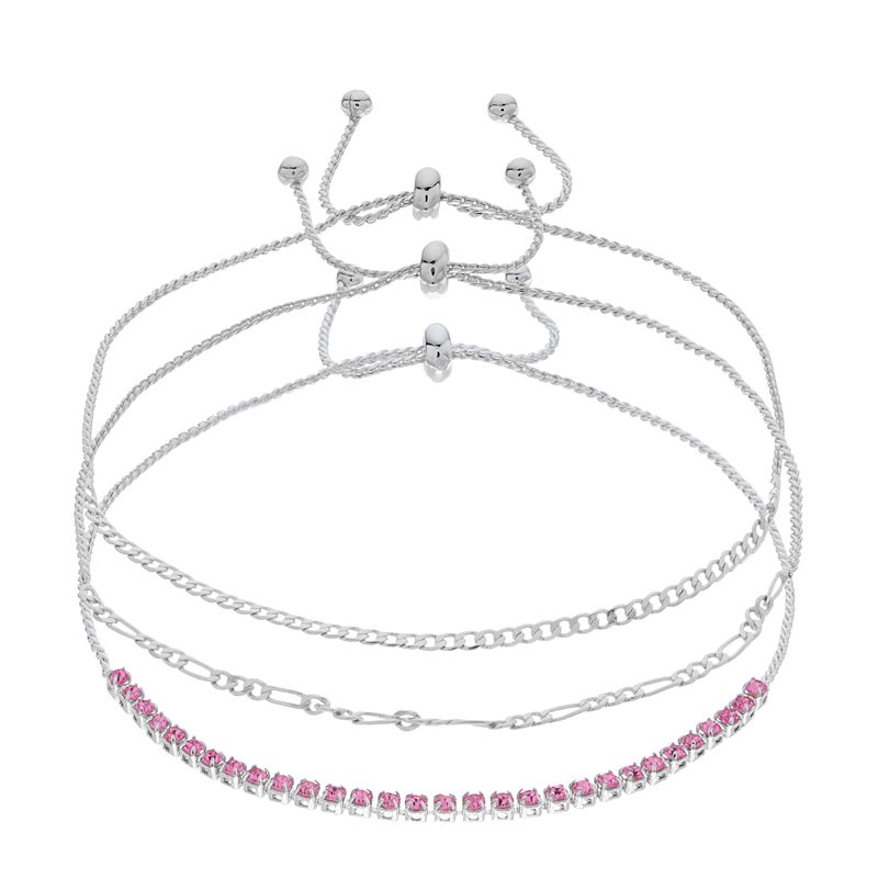 Brilliance Crystal Bracelet Trio Set, Womens, Pink
