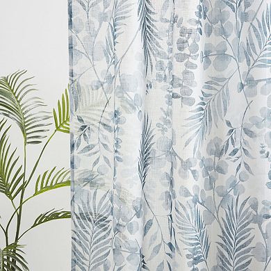 Madison Park Tulia Botanical Printed Texture Sheer Set of 2 Window Curtain Panels