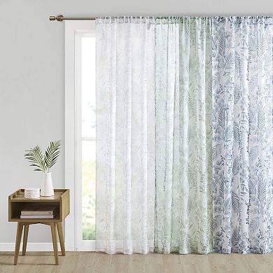 Madison Park Tulia Botanical Printed Texture Sheer Set of 2 Window Curtain Panels