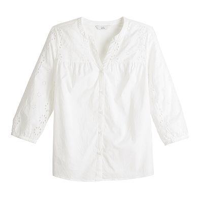 Women's Croft & Barrow® Eyelet Button Up Shirt