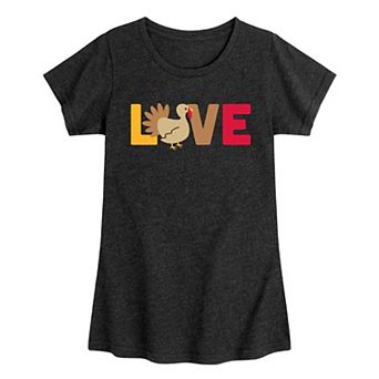 Girls 7-16 Thanksgiving Love Turkey Graphic Tee