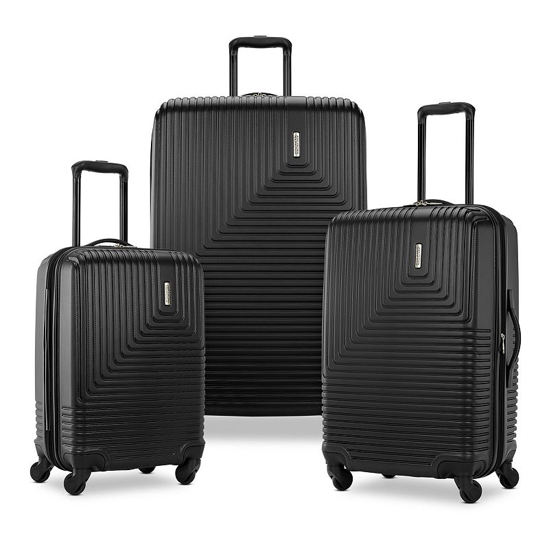 American Tourister Groove 3-Piece Hardside Spinner Luggage Set, Black, 3 Pc