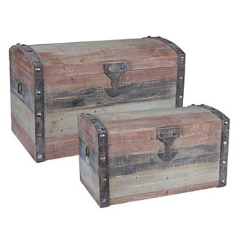 Household Essentials Weathered Wood Dome 2 pc Trunk Set