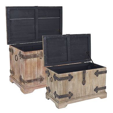 Household Essentials Aged Victorian Wood 2-pc. Trunk Set