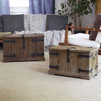 Household Essentials Aged Victorian Wood 2-pc. Trunk Set