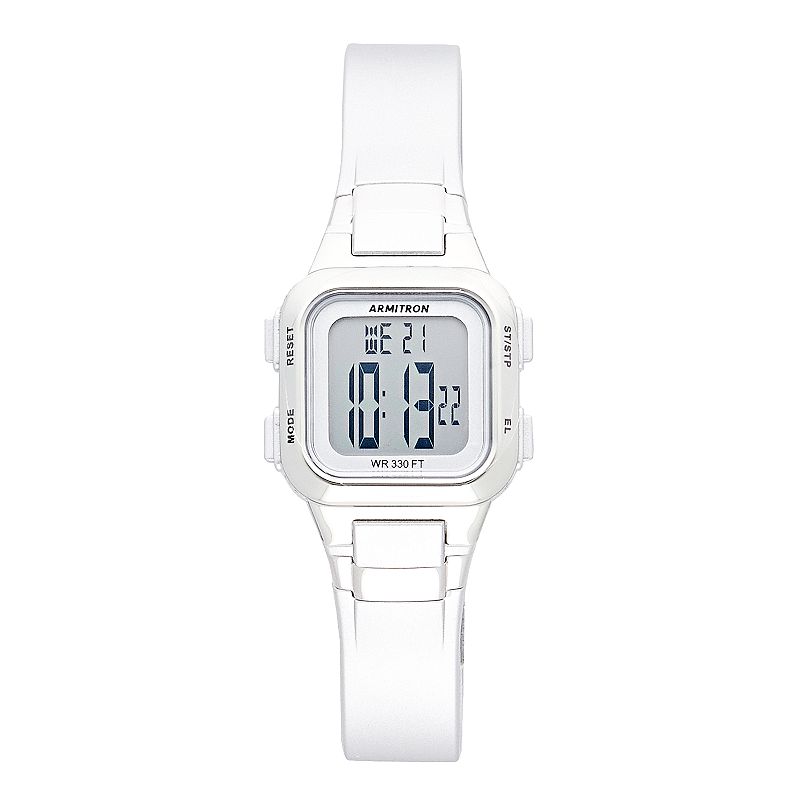 Armitron Pro Sport EL LCD Chronograph Sport Watch - 45-7139SIL, Women's, Size: XS, Silver