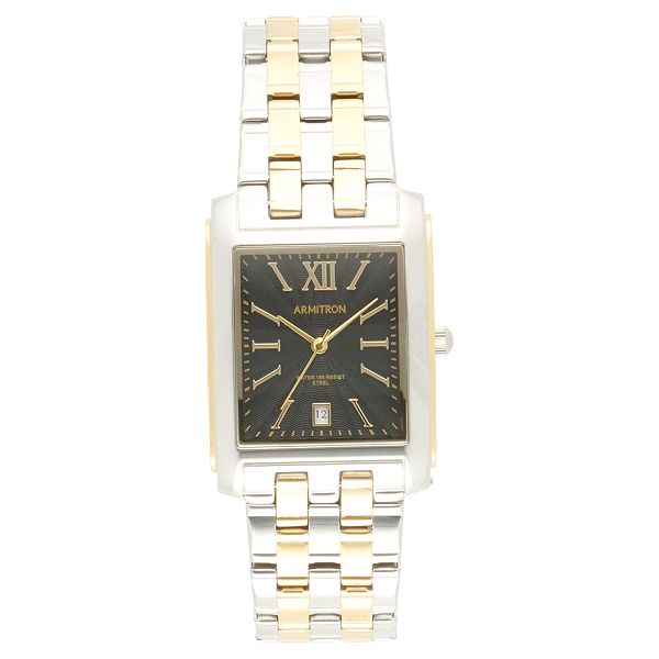 Armitron Men s Rectangle Case Calendar Dress Watch 20 5499BKTT