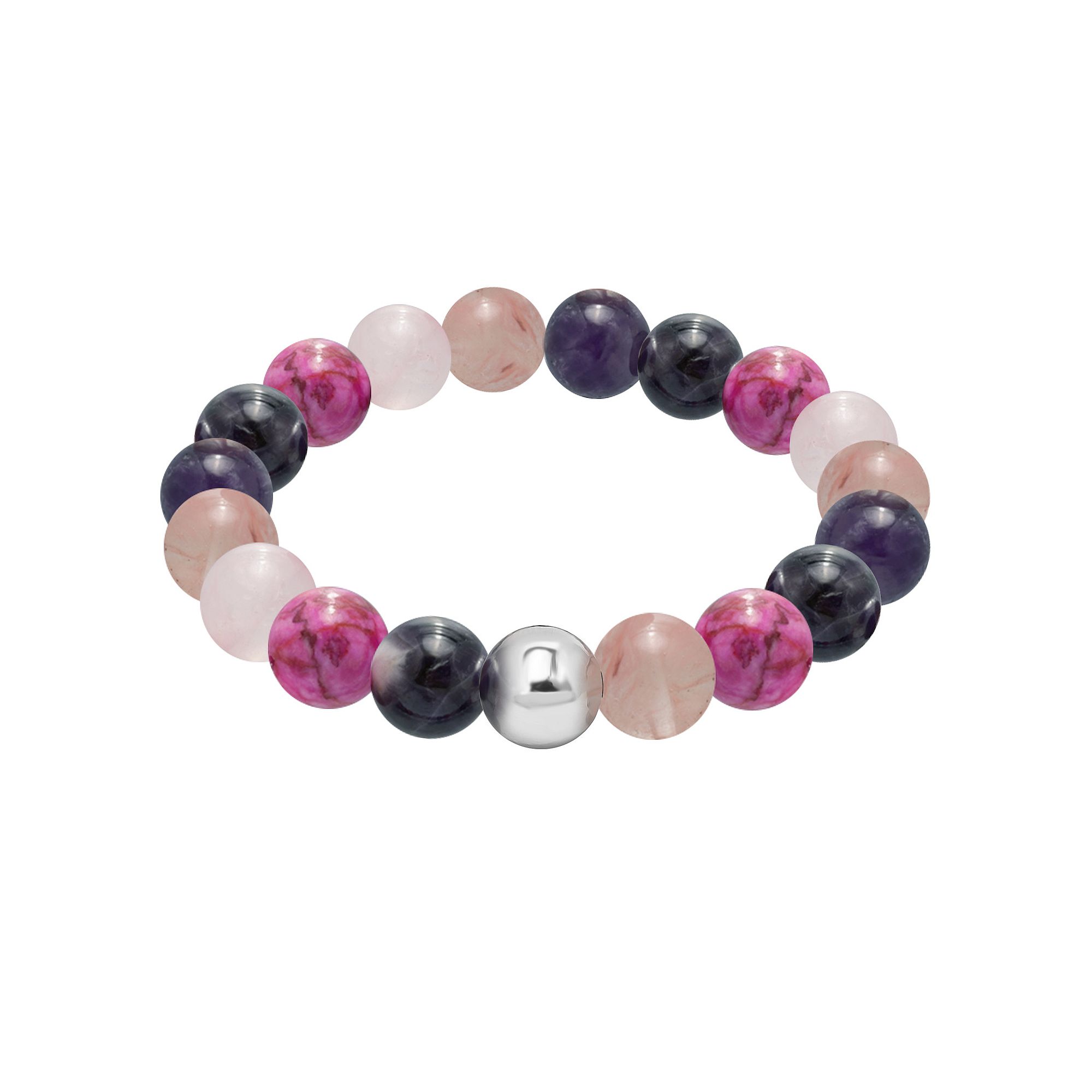Aleure Precioso Multi Gemstone & Sterling Silver Bead Stretch Bracelet, Wo