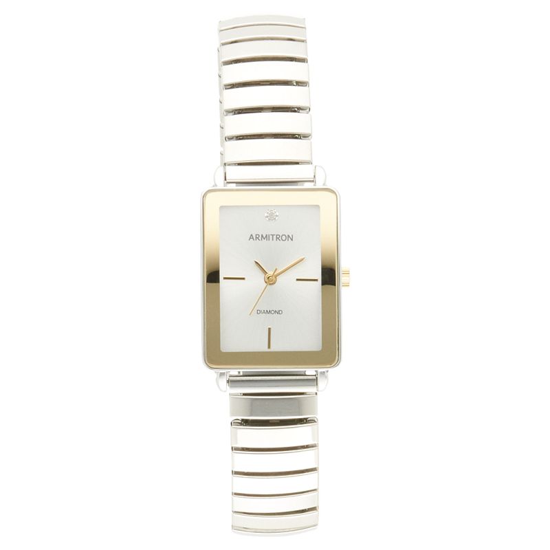 Armitron Women's Diamond Accent Rectangle Expansion Watch - 75-5864SVTT, Size: Medium, Silver