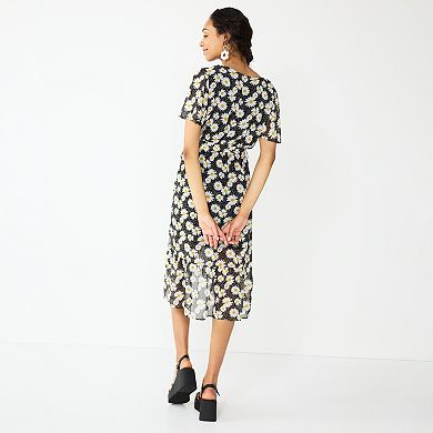 Juniors' Rewind Faux-Wrap High-Low Dress