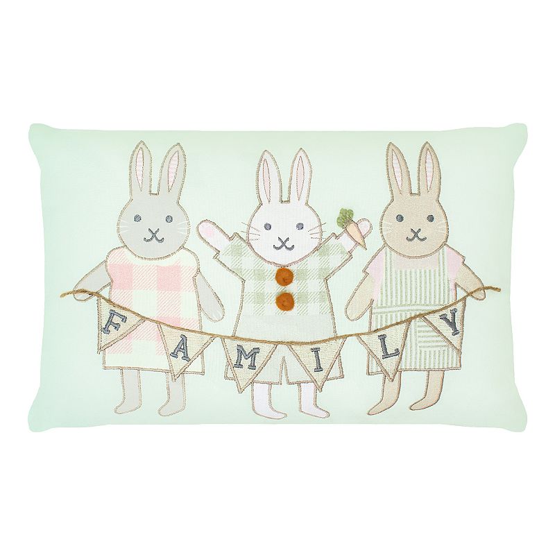 Celebrate Together Easter Aqua Bunny Family Pillow, White, 12X18