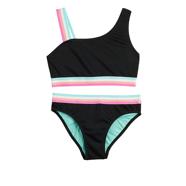 Girls 4-16 SO® One-Shoulder Bikini Top & Bottoms Swimsuit Set