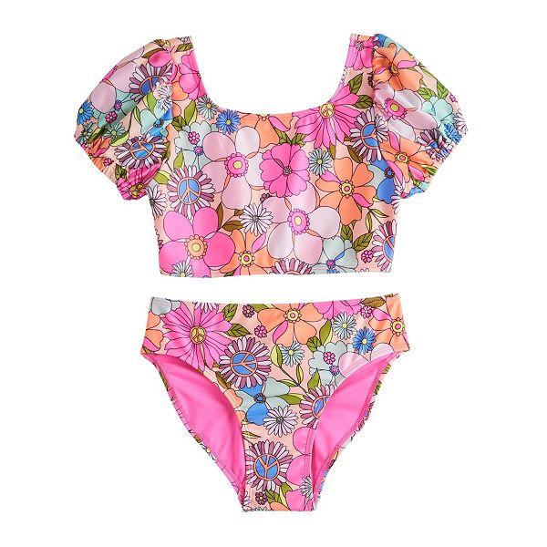 Girls 7-16 SO® Blousson Bikini Top & Bottoms Swimsuit Set