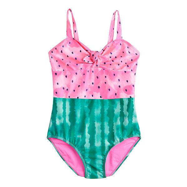 Girls 4-12 SO® Bow Front One-Piece Swimsuit