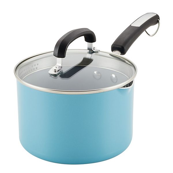 Farberware Eco Advantage 3qt Ceramic Nonstick Straining Saucepan with Lid Aqua