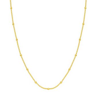 Color Romance 14k Gold Textured Bead Station Necklace