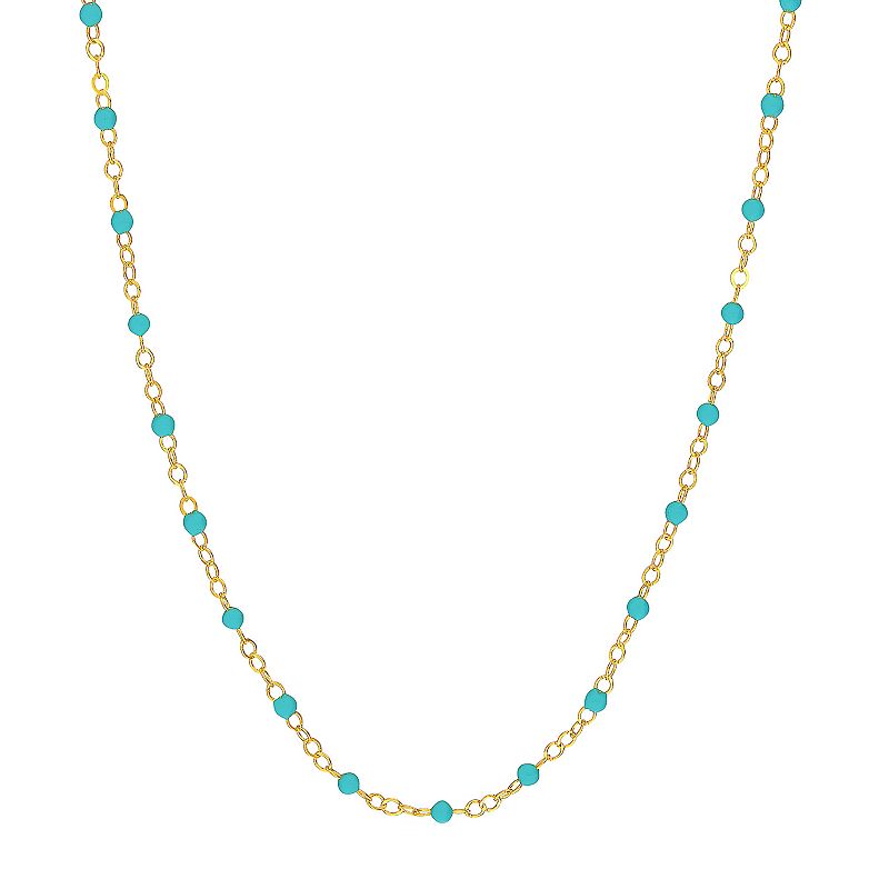 Color Romance 14k Gold Teal Enamel Bead Adjustable Necklace, Womens, Size